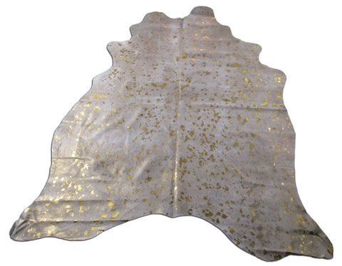 Gold Metallic Cowhide Rug Size: 5.5x5.2 feet M-1289