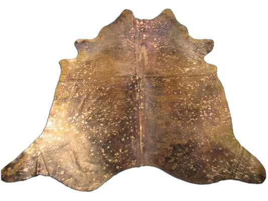 Brindle Cowhide Rug Dyed Brown with Acid Washed Bronze - Size: 8x8 feet M-1297