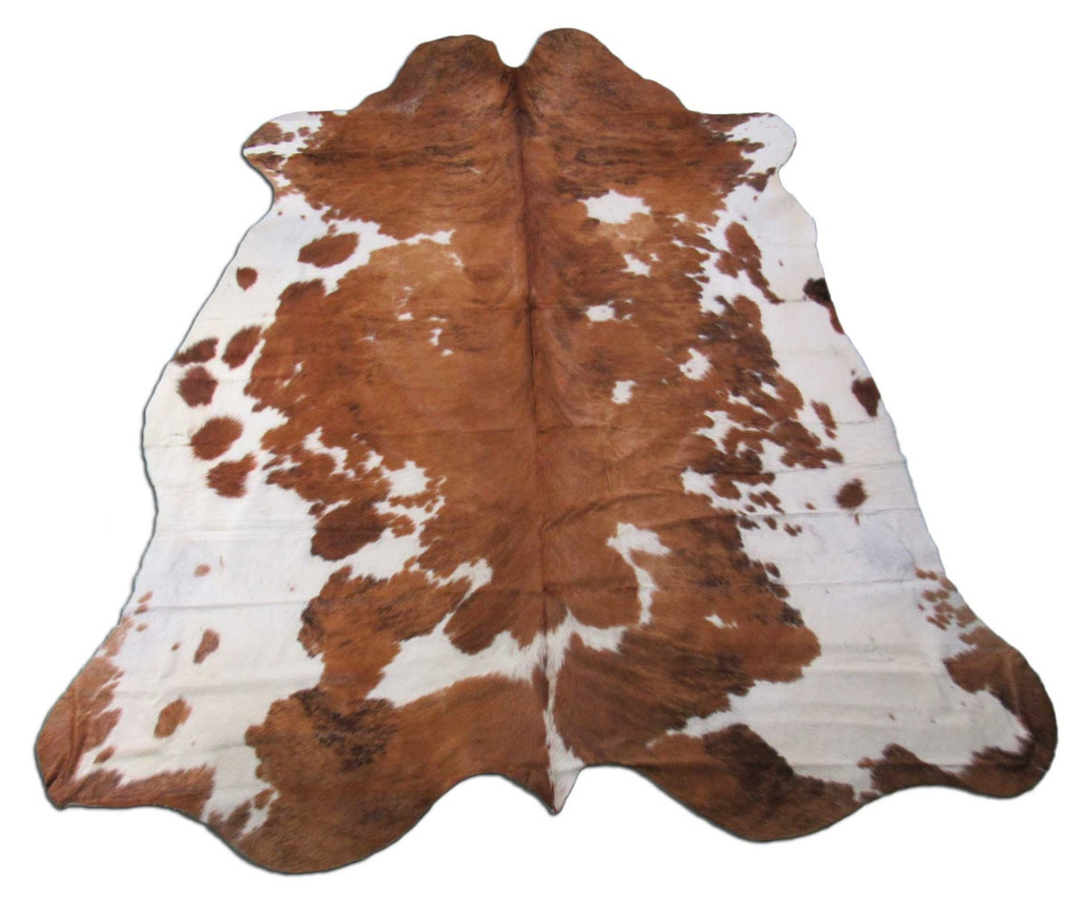 Gorgeous Tricolor Cowhide Rug (mainly light brown tones) Size: 7.7x6.5 feet M-1307