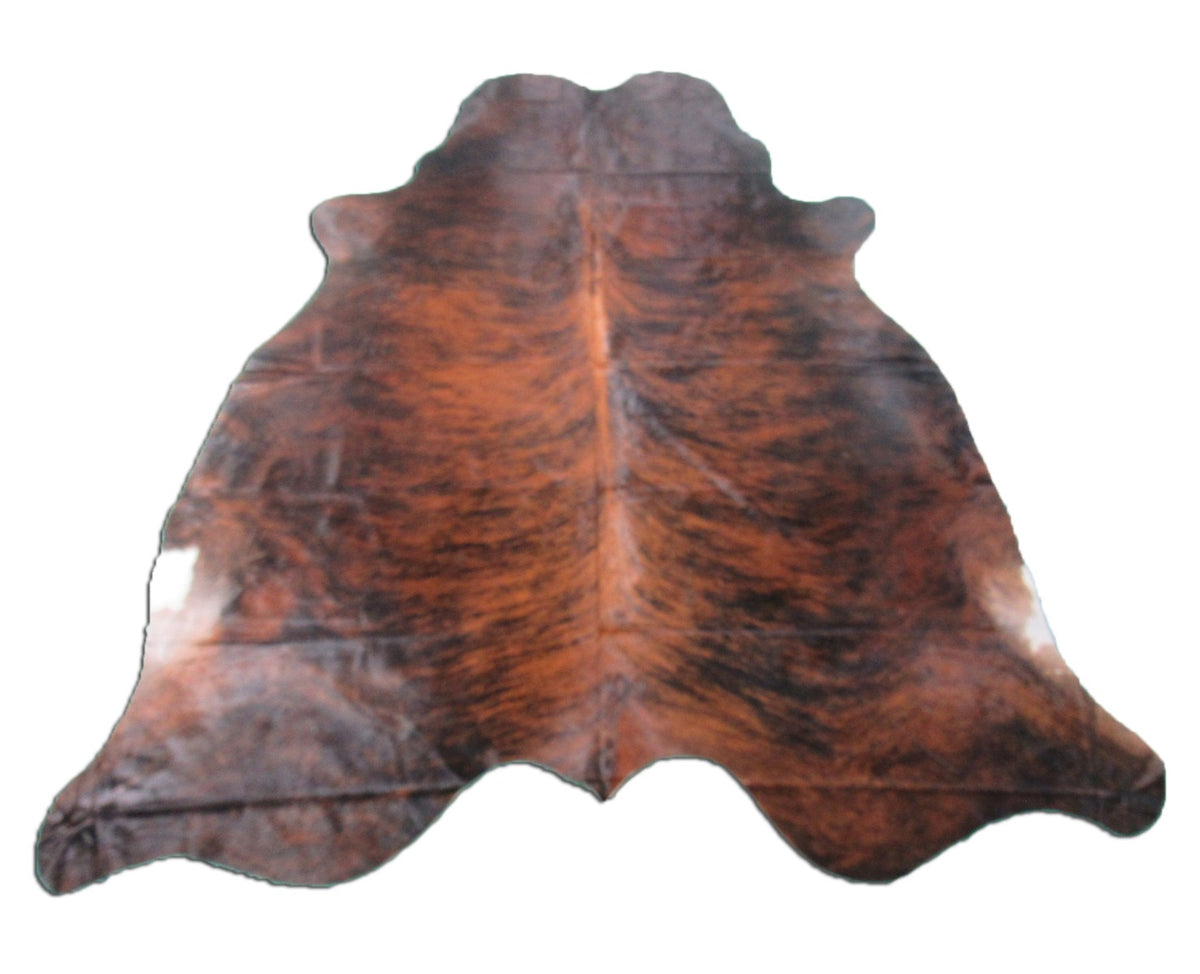 Very Cool Dark Brindle Cowhide Rug with Reddish Dorsal Line Size: 7x6.2 feet M-1324