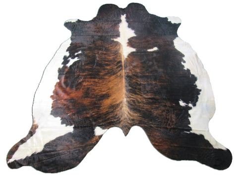 Gorgeous & Huge Tricolor Cowhide Rug Size: 8x7.5 feet M-1329