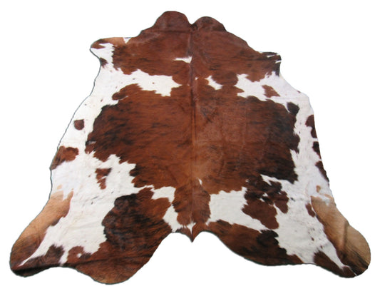 Dark Brown Tricolor Cowhide Rug Size: 7x6.5 feet M-1335