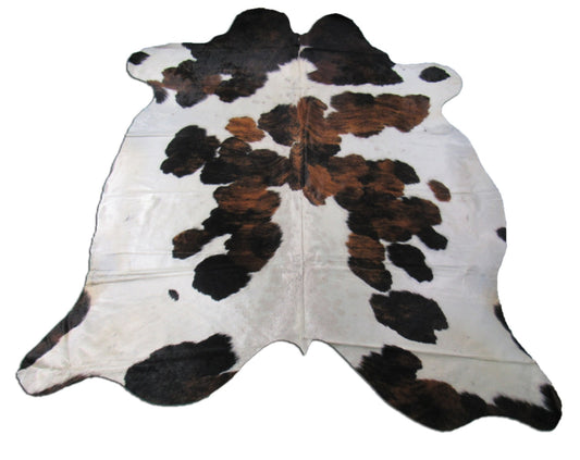 Magnifique tapis en peau de vache tricolore Taille : 8x7 pieds M-1337