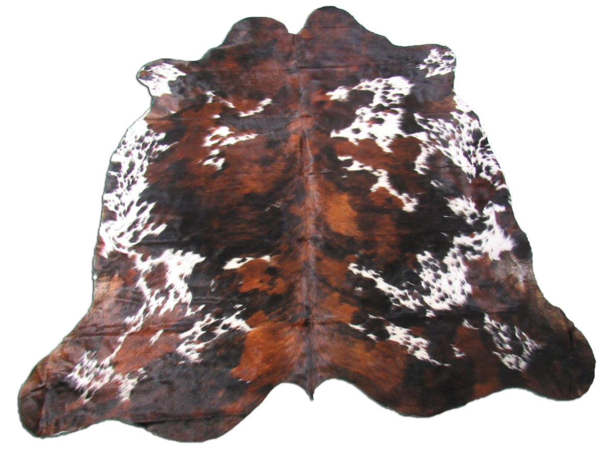 Beautiful Tricolor Cowhide Rug (not much white) Size: 7x7 feet M-1342