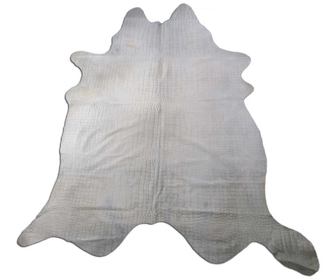Light Cowhide Rug with Crocodile Embossing Size: 9x7.2 feet M-1361