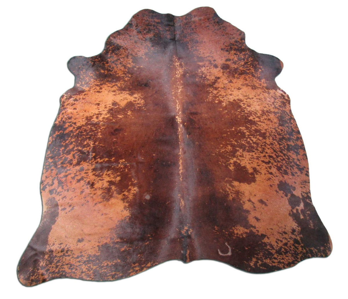 Distressed Print Cowhide Rug (brown tones/ fire brand) - Size: 7.5x5.7 feet M-1363