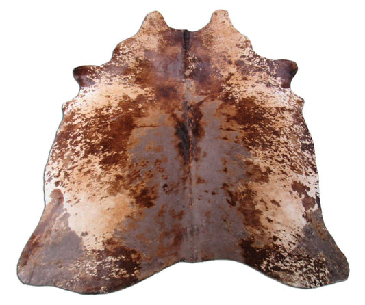 Distressed Print Cowhide Rug (predominantely brown tones/ lots of hairless areas) Size: 7x5.7 feet M-1364