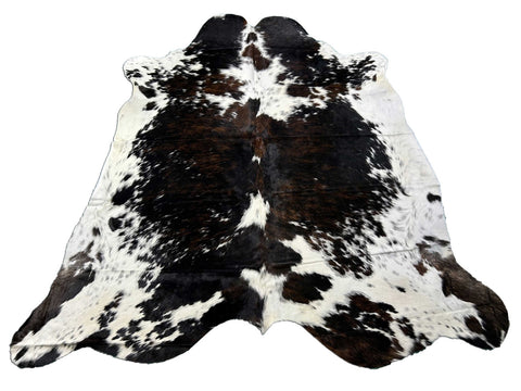 Tricolor Cowhide Rug (mainly dark tones) Size: 7x7 feet M-1380