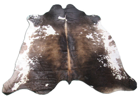 Speckled Chocolate Brown and White Cowhide Rug - Size: 7x7 feet M-1402