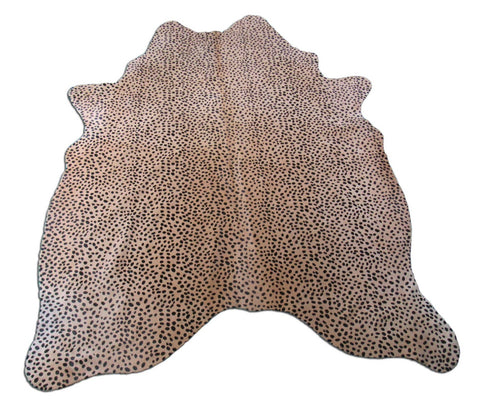 Cheetah Print Cowhide Rug with Beige Background Size: 6.7x5.2 feet M-1412