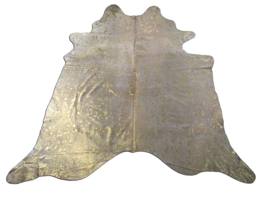 Gold Metallic Cowhide Rug (bright gold) Size: 8x7.5 feet M-1444