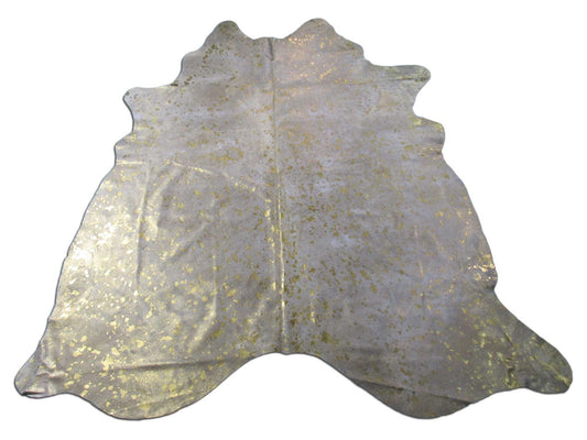 Gold Metallic Cowhide Rug (bright gold) Size: 8x7.2 feet M-1445