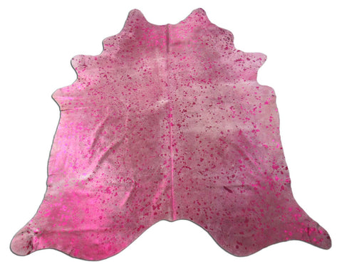 Pink Metallic Cowhide Rug Size: 8x7 feet M-1462