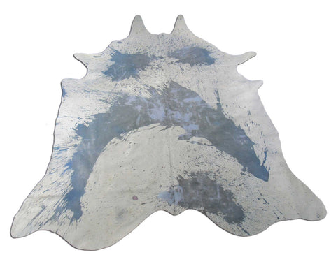 Dyed Light Blue Acid Washed Cowhide Rug Size: 8x7 feet M-1466