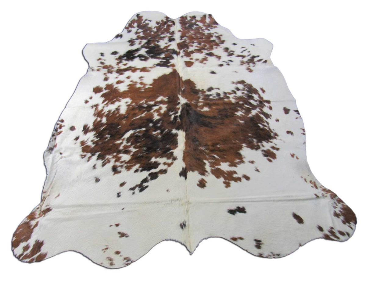 Tricolor Cowhide Rug (speckled and mainly brown spots) Size: 6x6 feet M-1474