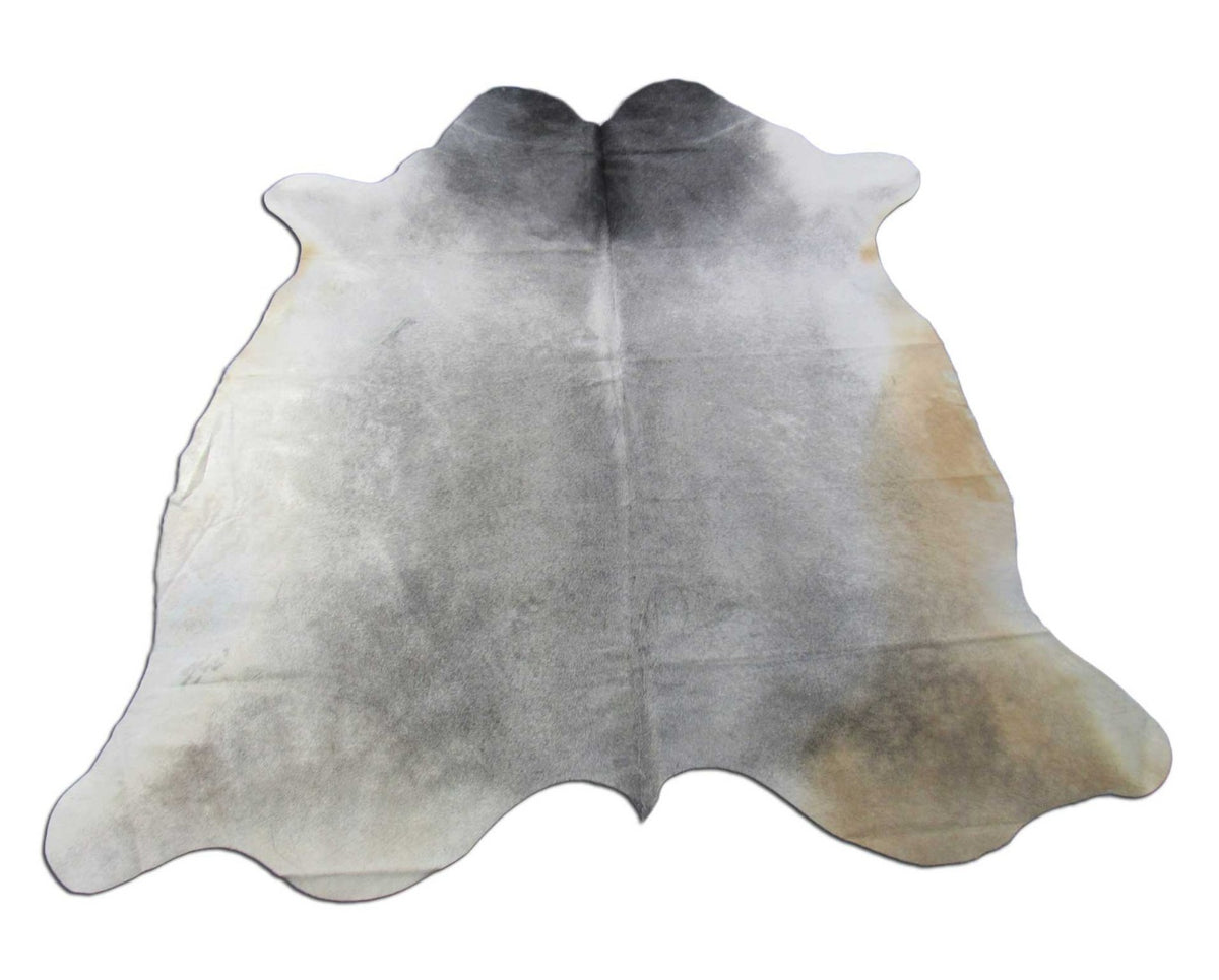 Dark Grey Cowhide Rug (beige belly) Size: 7x6.2 feet M-1485