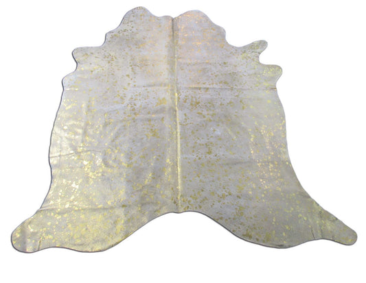 Gold Metallic Cowhide Rug Size: 7x6.5 feet M-1489