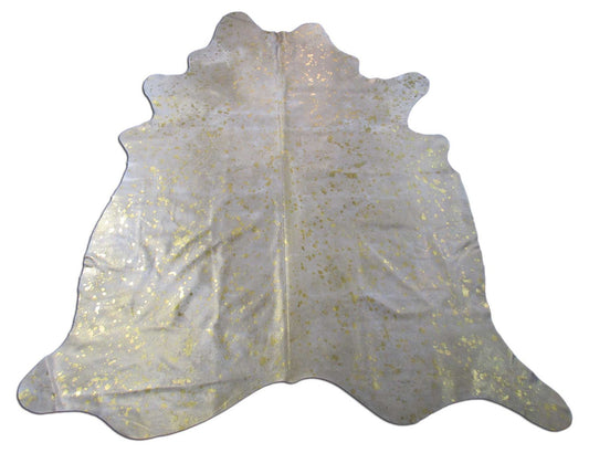 Gold Metallic Cowhide Rug Size: 8x7 feet M-1490