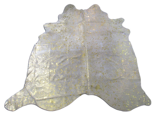 Gold Metallic Cowhide Rug Size: 8x7 feet M-1491