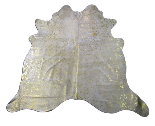 Huge Gold Metallic Cowhide Rug Size: 8.2x7.5 feet M-1492