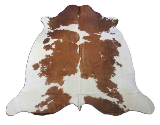 Brown & White Cowhide Rug Size: 7.2x6.7 feet M-1498