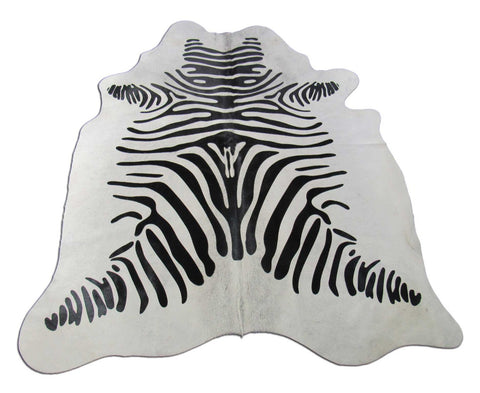 Perfect Quality Zebra Print Cowhide Rug (background hair has some grey mixed in) Size: 7x6 feet M-1514
