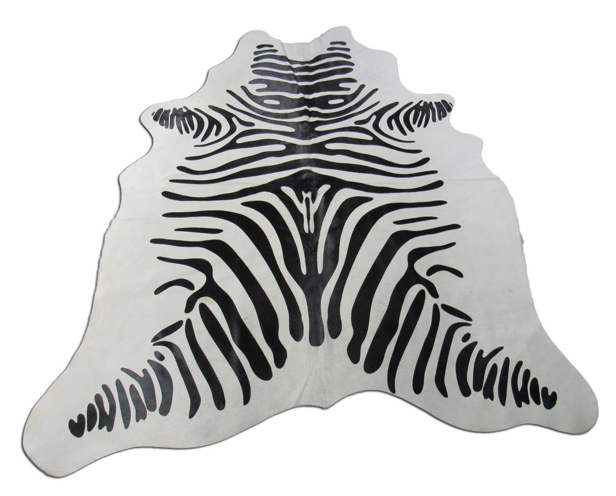 Perfect Quality Zebra Print Cowhide Rug (1 patch) Size: 6x6 feet M-1515