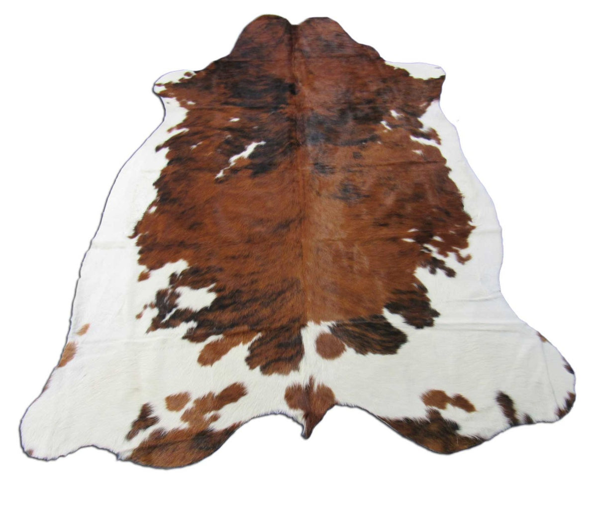 Tricolor Cowhide Rug (mainly brown tones) Size: 6.5x5.5 feet M-1526