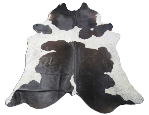 Big Black & White Cowhide Rug (a bit chocolate brown) - Size: 9x7 feet M-1537