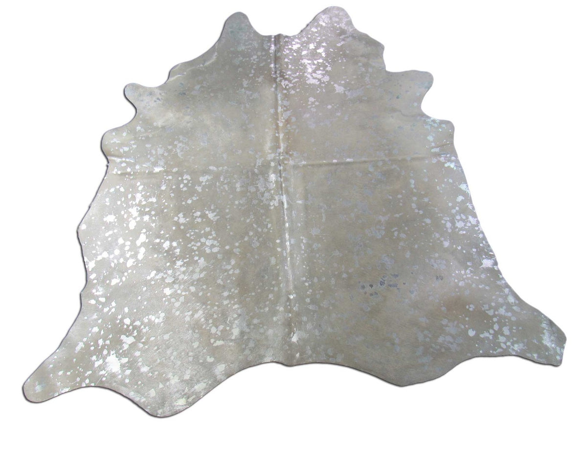 Silver Metallic Cowhide Rug Size: 6.5x6.5 feet M-1543