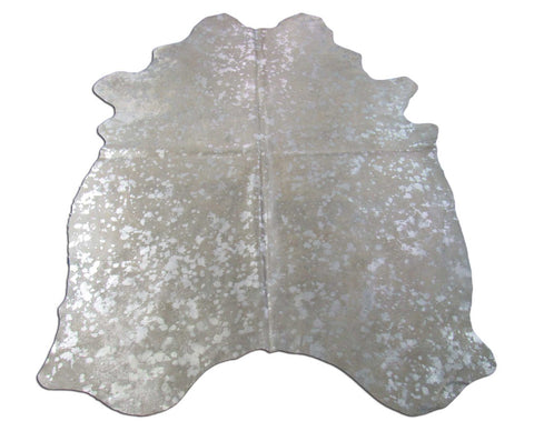 Silver Metallic Cowhide Rug Size: 7.2x6 feet M-1544