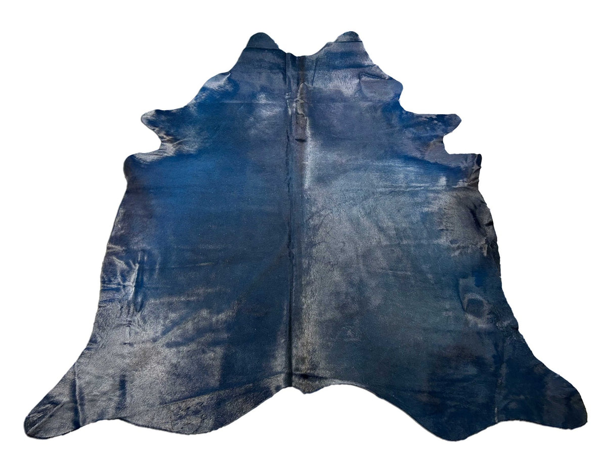 Dyed Dark Blue Cowhide Rug - Size: 8x7.2 feet M-1574