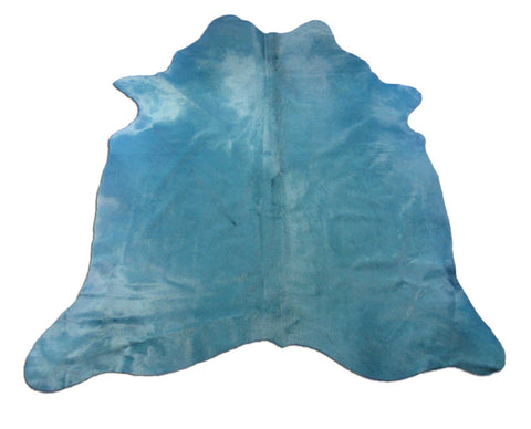 Dyed Teal Cowhide Rug - Size: 7x6 feet M-1580