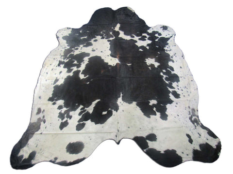 Giant Tricolor Speckled Cowhide Rug (predominantly black tones) - Size: 9x7.5 feet M-1591