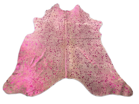 Pink Metallic Cowhide Rug (1 stitch) Size: 7x7 feet M-1602