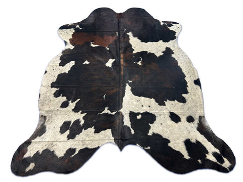 Beautiful Dark Tricolor Cowhide Rug Size: 7.7x7 feet M-1612