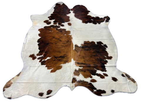 Tricolor Cowhide Rug (mainly light brown tones and white) Size: 7.2x7 feet M-1615