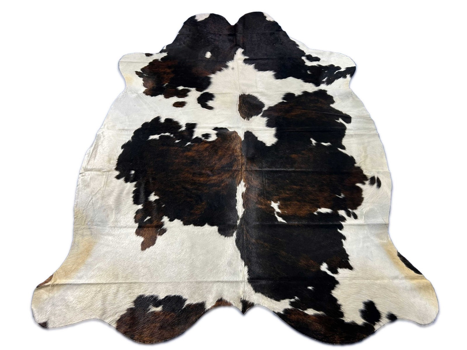Tricolor Cowhide Rug (mainly dark tones) Size: 8x6.2 feet M-1617