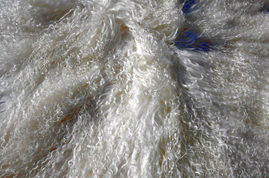 Natural White Mongolian Sheep Skin (Tibetan Lamb skin) Size ~ 38 X 22 inches
