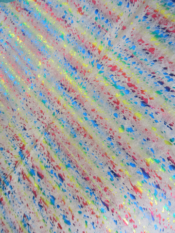 Rainbow Metallic Cowhide Rug Size: 6 3/4' X 6' Multicolor Acid Washed Cowhide Rug N-338