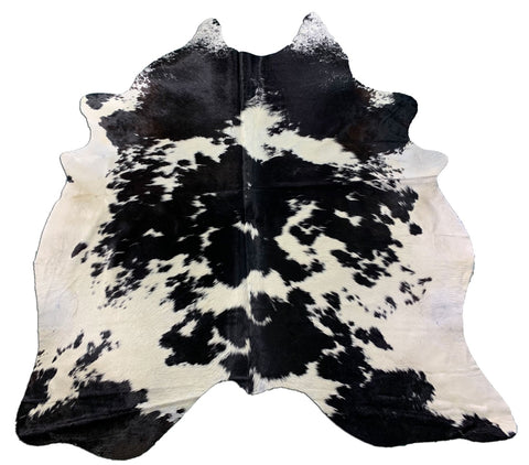 Huge Black & White Speckled Cowhide Rug Size: 8 3/4x7 feet O-1029