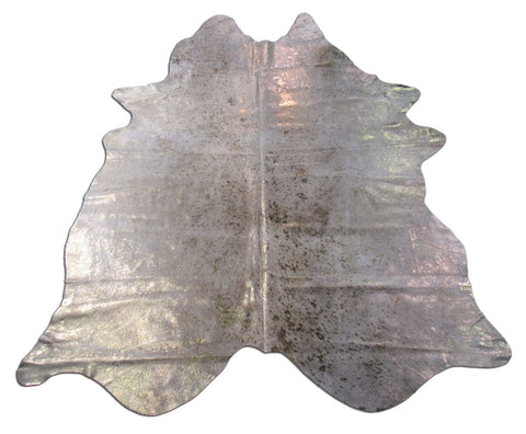 Gold Metallic Acid Washed Cowhide Rug Size: 7 3/4x6 1/4 feet O-1073