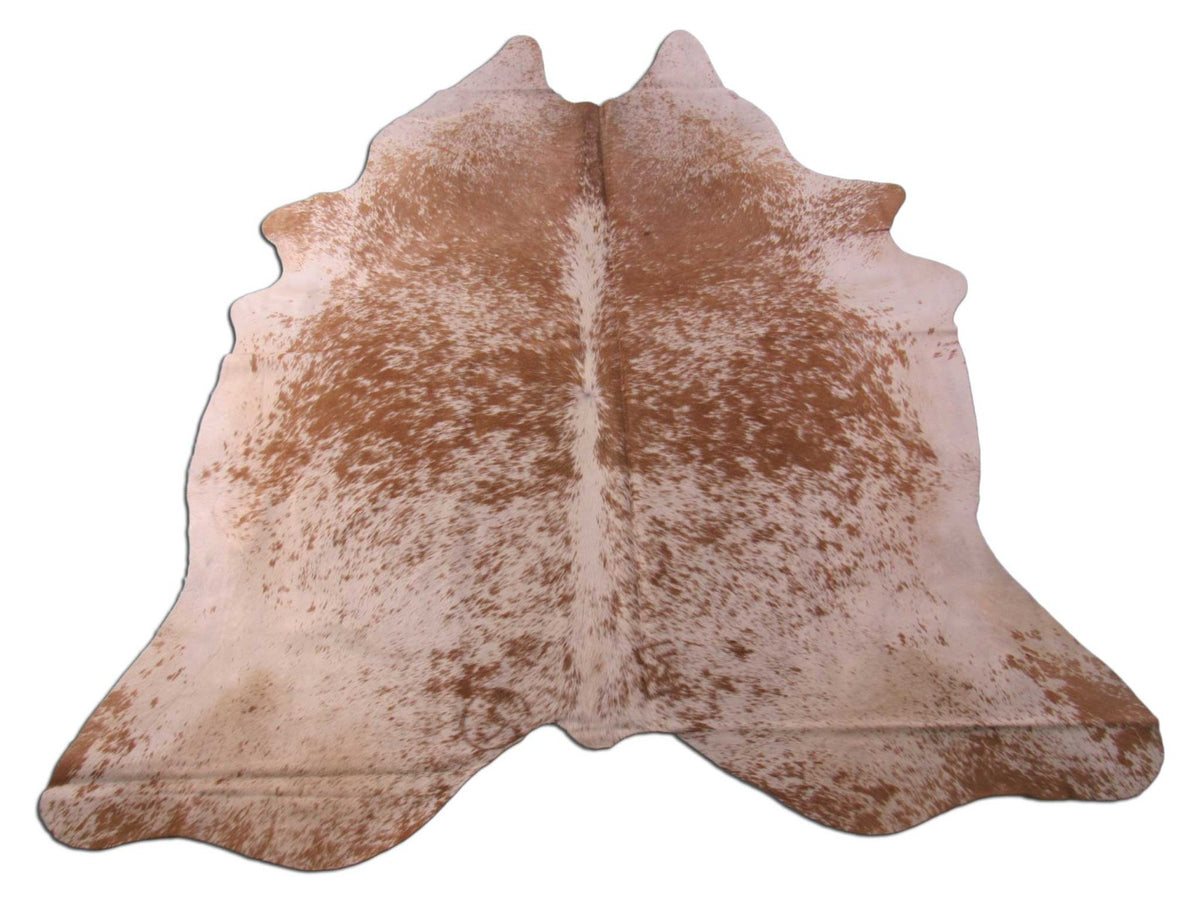 Brown and White Salt & Pepper Cowhide Rug (brown is a bit palomino) Size: 7x6.5 feet O-1082