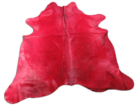 Dyed Red Cowhide Rug (with BACKING) - Size: 7.2x7 feet O-1124