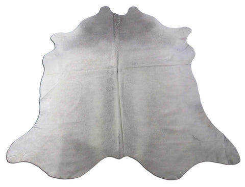 Light Grey Cowhide Rug (some fire brands) Size: 7.5x7 feet O-1126