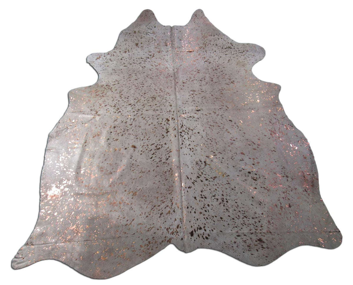 Bright Rose Gold Cowhide Rug Size: 8x6.7 feet O-1130