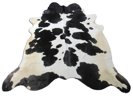 Black & White Spotted Cowhide Rug (belly is brown) - Size: 6.5x6.2 feet O-1151