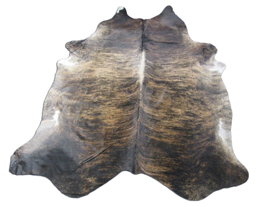 Huge Dark Brown Brindle Cowhide Rug - Size: 8.5x7 feet O-1162