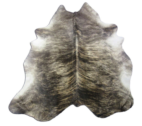 Dark Brown Brindle Cowhide Rug - Size: 7.5x6 feet O-1164