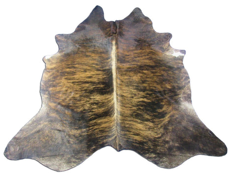 Dark Brown Brindle Cowhide Rug - Size: 7.5x7 feet O-1166